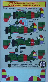 Polikarpov I-15 'Chato' in Spain Vol.1 #KORD72380