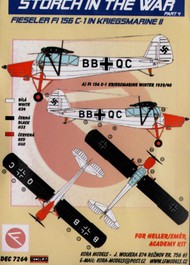  Kora Models  1/72 Fieseler Fi.156C-3 'Storch' (1) BB+QC Kreigsmarine White fuselage, red nose, black wings. inc resin wheels (designed to be used with Academy, Heller and SMER kits) KORD7264