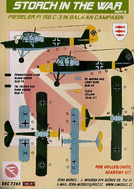  Kora Models  1/72 Fieseler Fi.156C-3 'Storch' (2) 4E+PN; 5F+XH Luftwaffe in Balkan Campaign. inc resin wheels (designed to be used with Academy, Heller and SMER kits) KORD7265