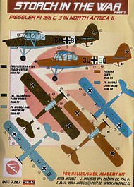 Fieseler Fi.156C-3 'Storch' Part 2 (2) DM+BY, 3U+GD Luftwaffe in North Africa. inc resin wheels (designed to be used with Academy, Heller and SMER kits) #KORD7267