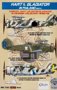  Kora Models  1/72 Hawker Hart and Gloster Gladiator Mk.II on skis Decals Finland. Swedish Voluntary Wing F19 part 2 KORD7282