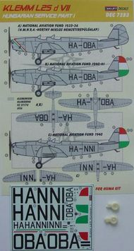  Kora Models  1/72 Klemm Kl-25D VII Decals Hungary Part 1 . WAS 6.64. THEN UNDER HALF PRICE! NOW BEING CLEARED!! SILLY PRICE!!! KORD7283