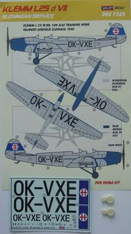 Klemm Kl-25D VII Decals Slovakia. Includes resin wheels WAS 6.40. THEN UNDER HALF PRICE! NOW BEING CLEARED!! SILLY PRICE!!! #KORD7285