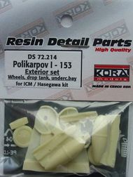  Kora Models  1/72 Polikarpov I-153 Exterior set includes wheels, drop tank and undercarriage bay (designed to be used with Hasegawa and ICM kits) KORS72214