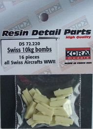  Kora Models  1/72 Swiss 10kg bombs (16 pcs.) For all Swiss Aircraft WWII KORS72220