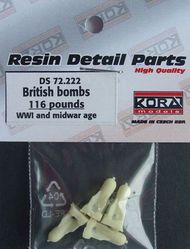  Kora Models  1/72 British bombs - 116 pounds (4 pcs.) WWI to Mid-War KORS72222