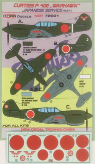  Kora Models  1/72 Curtiss P-40E Warhawk Japanese Service Part 1 NDT72001