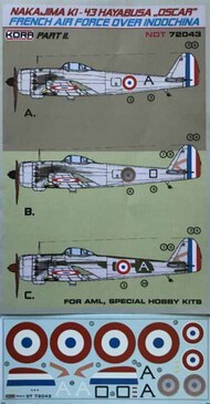  Kora Models  1/72 Ki-43 Oscar French AF - Indochina Pt.2 NDT72043