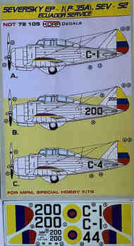  Kora Models  1/72 Seversky EP-1/S2 Ecuador Service NDT72105