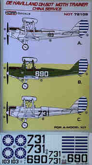  Kora Models  1/72 DH.60T Moth Trainer China Service NDT72109