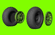 North-American P-51D Mustang wheels with weighted effect tyres with oval tread pattern #LF3D3206