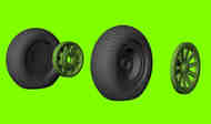 North-American P-51D Mustang wheels with weighted effect tyres with cross tread pattern #LF3D4822