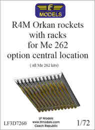 3D printed R4M Orkan rockets with racks for Messerschmitt Me-262A-1, 2 x 12 rockets in central location for all kits #LF3D7260