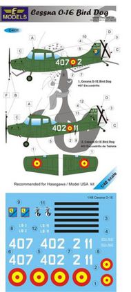  LF Models  1/48 Cessna O-1E Bird Dog decal (designed to be used with Hasegawa and USA model kits) LFMC4831