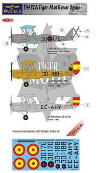  LF Models  1/72 de Havilland DH.82A Tiger Moth over Spain (markings for 3 aircraft) LFMC72132