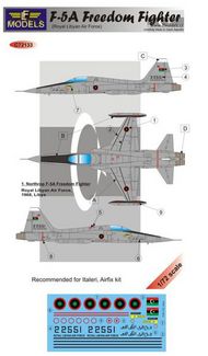 Northrop F-5A Freedom Fighter Part I Libya (designed to be used with Italeri and Airfix kits) #LFMC72133