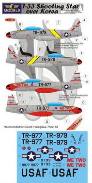  LF Models  1/72 Lockheed T-33 Shooting Star over Korea (decal and mask included) (designed to be used with Sword, Hasegawa and Platz kits) LFMC72163