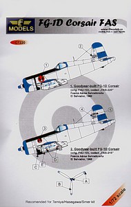  LF Models  1/72 Vought FG-1D Corsair FAS. Goodyear built Vought F4U-1D Il Salvador FAS-220 1960 and FAS-215 El Salvador 1968 LFMC7220