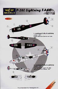  LF Models  1/72 Lockheed P-38L Lightning FAEC. Coded 126. Fuerza Aerea del Ejerctio de Cuba 1947 LFMC7222
