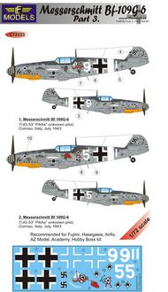 Messerschmitt Bf.109G-6 Comiso cartoon part 2. 2 decal options for Fujimi, Hasegawa, Airfix, AZ Model, Academy, Hobby Boss kit. #LFMC72223