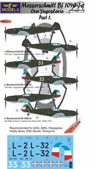  LF Models  1/72 Messerschmitt Bf.109E3a Yugoslavia (ICM,REV,TAM) LFMC72234
