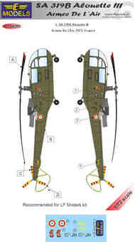  Aerospatiale SA 319B Alouette III Armee De L'Air service1 decal option #LFMC72289