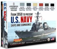  Life Color Paints  NoScale USN Ships & Submarines 1950-Present Camouflage Acrylic Set (6 22ml Bottles) LFCCS52