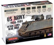  Life Color Paints  NoScale US Army 1950-84 Vietnam & Korea Olive Drab Camouflage Acrylic Set (6 22ml Bottles) LFCCS60