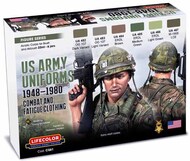  Life Color Paints  NoScale US Army Uniforms 1948-80 Combat & Fatigue Clothing Acrylic Set (6 22ml Bottles) LFCCS61