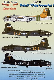  Lifelike Decals  1/72 Boeing B-17F/B-17G Flying Fortress Part 1 8th Air Force LLD72014