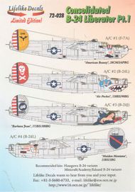  Lifelike Decals  1/72 Consolidated B-24 Liberator.A/C #1- LLD72028