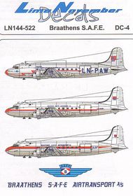  Lima November  1/144 Douglas DC-4 Braathens SAFE (designed to be used with Minicraft kits) LN44522