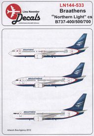 Boeing 737-400/737-500 and 737-700 Braathens in the 'northern light' scheme #LN44533