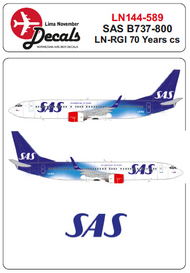  Lima November  1/144 SAS Boeing 737-800 LN-RGI SAS 70 years cs for Zvezda and Revell kits LN44589