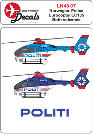  Lima November  1/48 Norwegian Police Eurocopter EC-135 both schemes LN48007