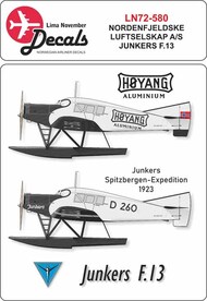 Nordenfjeldske Luftselskap Junkers F.13 with masks for windows and fuselage #LN72-580