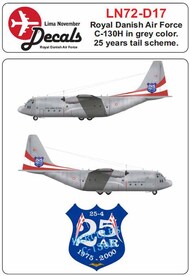  Lima November  1/72 RDAF/Royal Danish Air Force Lockheed C-130H Hercules with 25 years tail paint scheme LN72-D17