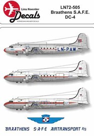 Braathens SAFE Douglas DC-4 with 3 different schemes #LN72-505