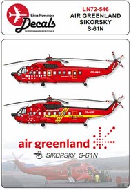  Lima November  1/72 Air Greenland Sikorsky S-61N new cs. Including masks. LN72-546