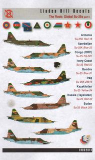 International Sukhoi Su-25K The Rook Part 3 (9) Red 18 Armenia 2007; Blue 23 Azerbaijani 2009; Red 59 Gambia 2004; Black 25616 Iraq 201; White FG-501 Congo 2007; Red 02 Ivory Coast Big Shark Mouth 2004; Red 32 Russia small Shark Mouth 2004; Blue 81 Gambia #LH32014