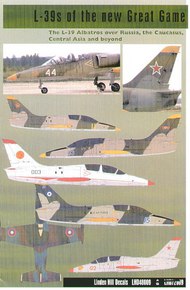 Aero L-39C/L-39ZA of the New Great GaMe. The Aero L-39 Albatros over Russia, the Caucasus, Central Asia and Beyond (14) White 44, White 59, Both Centre for the Demo of Air Technology, Kubinka AB,2002; Red 122; Blue 04, Both Fighter Pilot Academy,early 199 #LH48009