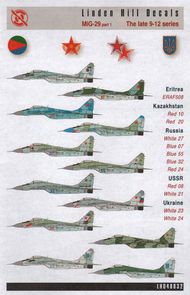  Linden Hill  1/48 Mikoyan MiG-29 9-12 (Eritrea, Kazakhstan, Russia, Ukraine, USSR) (designed to be used with Great Wall Hobby kits) LH48032