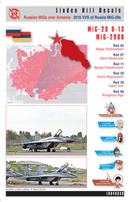  Linden Hill  1/48 Soviet MiGs over Armenia - 2016 VVS of Russia Mikoyan MiG-29s 5x Mikoyan MiG-29 9-13, 1x Mikoyan MiG-29UB LH48039