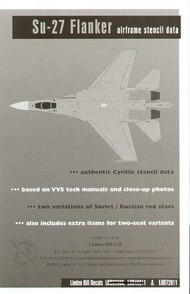  Linden Hill  1/72 Sukhoi Su-27 Complete Technical Stencil Data (From VVS Manuals) for 1 aircraft LH72011