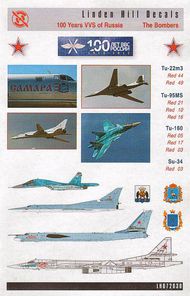  Linden Hill  1/72 VVS 100 Years - The Bombers (2 x Tupolev Tu-22m3, 3 x Tupolev Tu-95MS, 3 x Tupolev Tu-160, 3 x Sukhoi Su-34 in new Soviet markings, which flew in the 2012 birthday flypast) LH72030