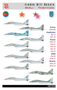  Linden Hill  1/72 Mikoyan MiG-29 9-12 (12 Mikoyan MiG-29 9-12s from Eritrea, Kazakhstan, Russia/USSR and Ukraine for the new Trumpeter Mikoyan MiG-29 9-12 kit) LH72036
