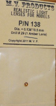  MV Products  HO .136" Amber (1) for 1/32 Vehicle/Military Lights & HO Headlights (D)<!-- _Disc_ --> MVP138