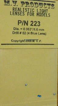  MV Products  NoScale .063" Blue (4) for 1/48 & 1/32 Aircraft Formation Lights MVP223