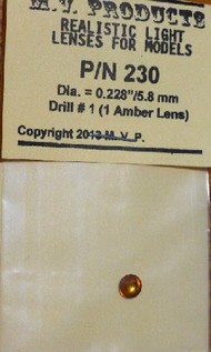  MV Products  NoScale .228" Amber (1) for 1/24-1/25 Vehicle Fog/Headlights MVP230