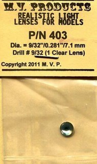  MV Products  O .281" Clear (1) for O Headlights & 1/24-1/25 Fog/Signal Headlights MVP403